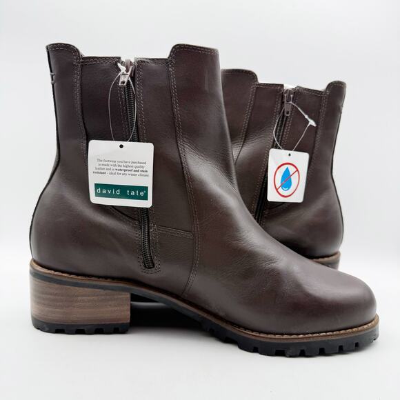 David Tate Womens Santorini Chelsea Boot US 13 XW EU 44 Brown Calfskin WP NIB - Picture 5 of 13